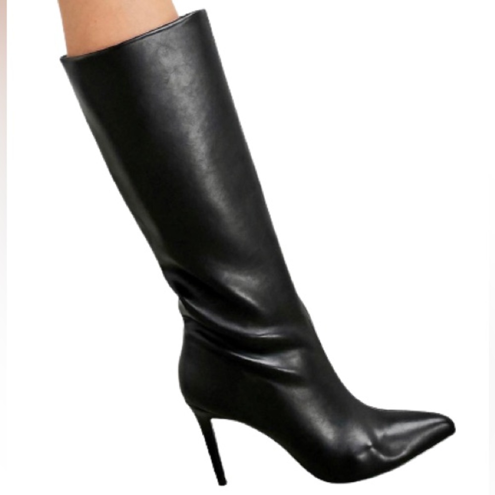 ASOS DESIGN Claudia knee high boots in black